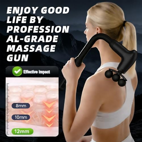 Massage Gun with Upgraded Extension Handle, Massage Gun Deep Tissue - Back Massager for Relief Deep Tissue, Muscles/Neck/Shoulders/Waist/Legs Massager,5 Replaceable Heads&9 Speed Levels (Black) - Image 4