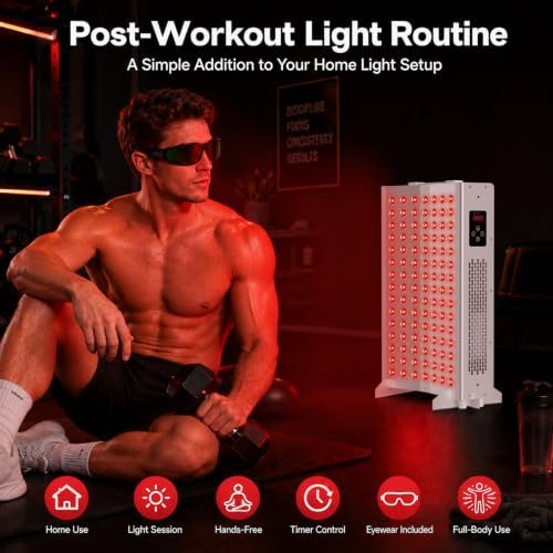 Red Light Therapy Panel with 660nm Red & 850nm Near Infrared Light, 105 Dual-Chip LEDs for Face and Body, 3 Modes, Digital Timer, Stand, Eyewear - Image 5