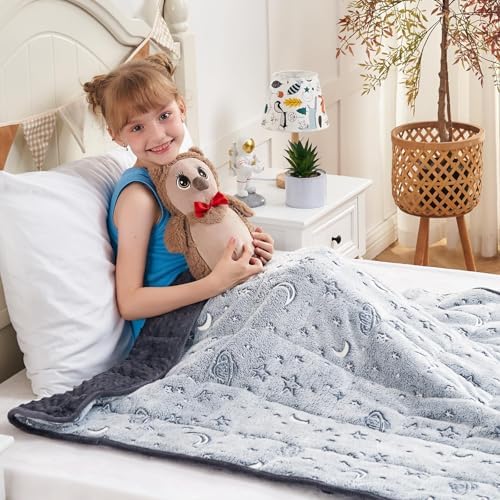 yescool Weighted Blanket 10 Pounds Weighted Lap Blanket, Glow in The Dark Star Heavy Blanket, Warm Minky Weighted Throw Blanket Gifts for 80-110lbs, 40"x60" - Image 5