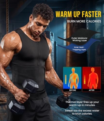 Junlan Waist Trainer Mens Sauna Suit Shirt Sweat Vest Weight Loss Gym Faja - Image 3