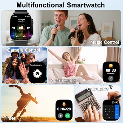 Smart Watch for Men, 2.01" AMOLED Curved Display Fitness Tracker with Answer/Make Calls, 100+ Sport Modes, Fitness Watch with 24/7 Heart Rate/Sleep Monitor/Pedometer, IP68 Waterproof, for Android iOS - Image 6