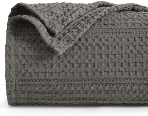PHF Lightweight Waffle Weave Blanket Queen Size 90"x 90", Soft Woven Summer Blanket for Hot Sleepers - Aesthetic Home Decor for Couch Bed Sofa, Pet Friendly, Grey by PHF