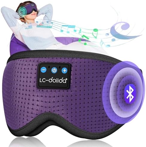 LC-dolida Sleep Mask with Bluetooth Headphones Bluetooth Sleep Mask Sleep Headphones,3D Eye Mask for Sleeping Mask Music Sleeping Headphones for Side Sleepers Meditation Gifts Gadgets for Men Women by LC-dolida