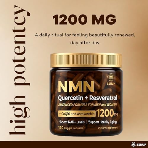 NMN Supplement, 1200mg Blend with 600mg NMN, 250mg Quercetin, 200mg Resveratrol, CoQ10 & Astaxanthin, Daily Supplement Formula, 120 Veggie Capsules, 60 Servings - Image 2