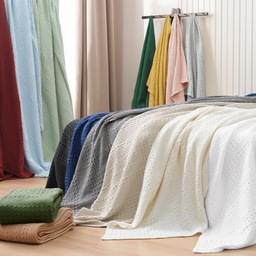 PHF Lightweight 100% Cotton Waffle Blanket for Bed, King, Khaki - Image 6