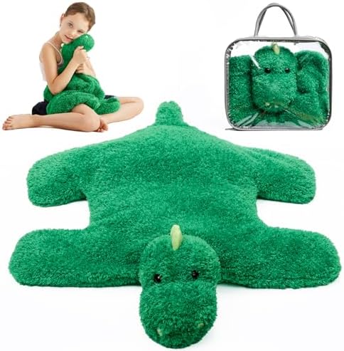 L'AGRATY Weighted Lap Pad for Kids 5 lbs, Sensory Needs Weighted Dinosaur Stuffed Animals Lap Blanket Soft Plush Hugging Sensory for Kids Teen Adults Removable Washable Cover by LAGRATY