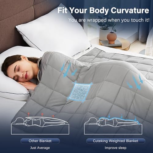CuteKing Weighted Blanket for Adults: Weighted Blanket with Premium Glass Beads - Breathable Heavy Blanket for Comfort Sleep - Thick Blanket for Adult All Season (15lbs, 60"x80", Light Grey) - Image 5