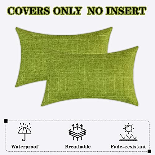 Kevin Textile Outdoor Waterproof 12”x24” Lumbar Pillow Covers 2 Pack, Green - Image 7