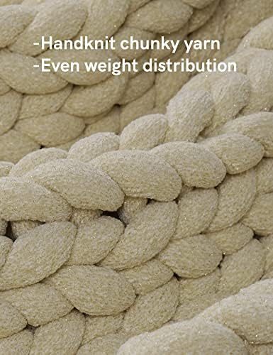 YnM Chenille Weighted Blanket, Handmade Chunky Knitted Design, Soft and Cozy, Temperature Regulating and Breathable, Machine Washable Throw for Sleep or Home Decor (Sparkling White, 60x80 Inch, 15lbs) - Image 2