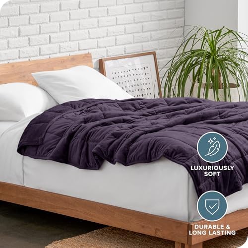 Bare Home Minky Fleece Weighted Blanket (Eggplant, 80"x87" 25lbs) - Image 5