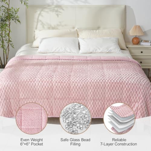 Cottonblue Pink Weighted Blanket for Adult Twin Size 15 lbs 48"x72" Soft - Image 4