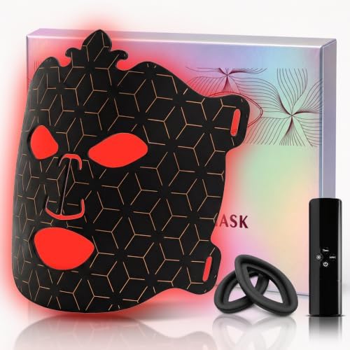 Red Light Therapy for Face, Cordless LED Face Mask with 7 Light Modes, 5-level Brightness Adjustment& 30mins Timer, Rechargeable for Glowing Skin at Home by Unknown