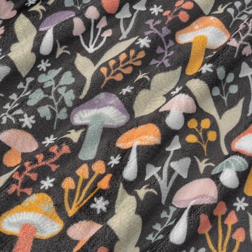 Berkshire Blanket-Classic Heavyweight Warm Soft Printed VelvetLoft® Plush Blanket, King Size Soft Fuzzy Blanket for Couch Sofa Bed, Mushroom Cutie Charcoal, 90in x 108in - Image 7