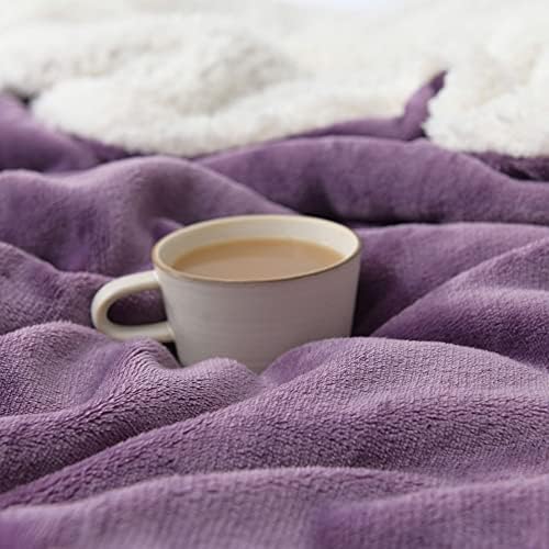 NANPIPER Flannel Blanket Reversible Sherpa Throw Blanket Super Soft Fuzzy Plush Microfiber (50"x60" Cassis Purple) - Image 6