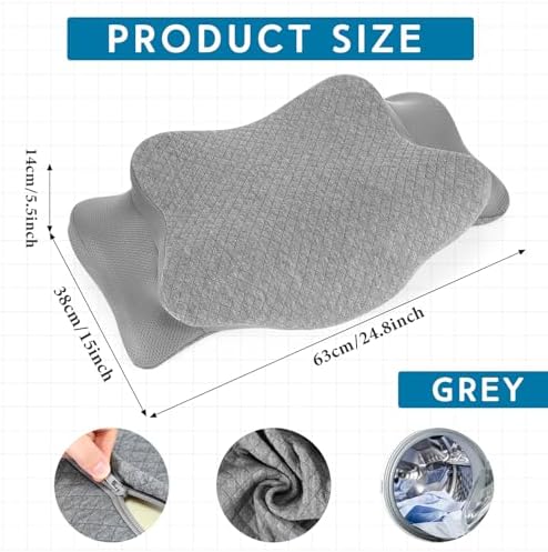 HunnmingRe Pillow Case for Cervical Neck, Gray, Queen Size - Image 2