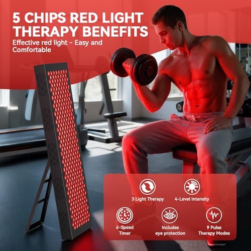 Red Light Therapy Box, 5in1 LED with 630-660-810-830-850, Metal Case, 3 Modes Red Light Panel with Soft Belt, 6 Timing Set - 9 Pulse Modes - 4-Level - Red Light Therapy Panel for Body - Image 3