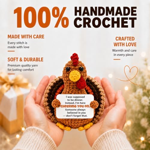 Thanksgiving Gifts for Women Men Positive Crochet Turkey Fall Table Decor - Image 5