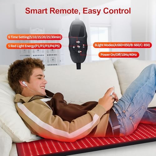 LITDUCK Body Red Light Therapy Mat, Eligible Red Light Therapy Blanket, 2in1 LEDs(660nm& 850nm), Premium Leather, Adjustable Timer & Intensity,76.8” x 33.4” 1370leds - Image 5