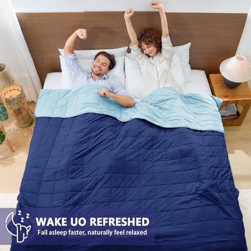yescool Weighted Blanket for Adults (30 lbs, 88” x 104”, Navy & Blue) Cooling Heavy Blanket for Sleeping Perfect for 290-310 lbs, King Size Breathable Blanket with Premium Glass Bead - Image 6
