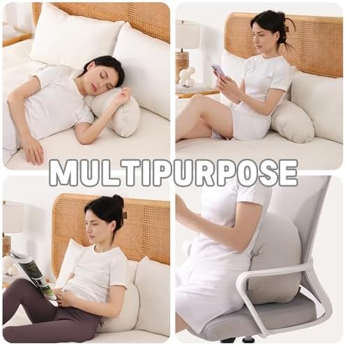 Peallow(Pat. Pend) – Long Round Body Pillow for Adults, Bolster Pillow for Sleeping, Soft and Supportive Pillow for Sleeping & Lumbar Support (Misty White, 29.5") - Image 6