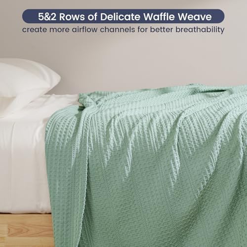 PHF Lightweight Waffle Weave Throw Blanket 50"x 60", Soft Woven Summer Blanket for Hot Sleepers - Aesthetic Home Decor for Couch Bed Sofa, Pet Friendly, Sage Green - Image 5