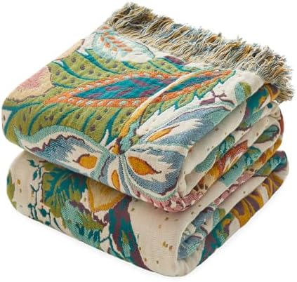 MSGKV Boho Throw Blanket 60"x80" 100% Cotton Blanket for Couch Bed Decor by MSGKVHomeTextiles