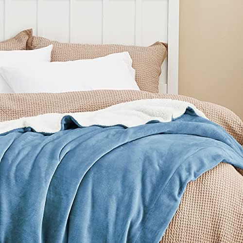 Bedsure GentleSoft Sherpa Fleece Twin Size Blanket for Couch, Non-Heated, Thick and Warm Throw for Women and Men, Soft Fuzzy Plush Twin Blanket for Winter, Washed Blue, 60x80 Inches - Image 4
