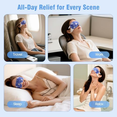 18 Packs Steam Eye Mask Self Heating Heated Eye Mask for Sleep, Warm Eye Compress for Eyes，Soothing Warm Eye Pads, Spa, Christmas Stocking Stuffers，Travel Essentials Blueberry Extract Unscented - Image 6