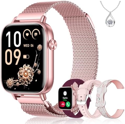 Iaret Smart Watch for Women, 1.83" HD Fitness Tracker with 4 Bands, Answer/Make Calls, Heart Rate/Sleep/SpO2/Step Tracking, 100+ Sport Modes, Android/iPhone Compatible Gift (Purple Gold) by Iaret