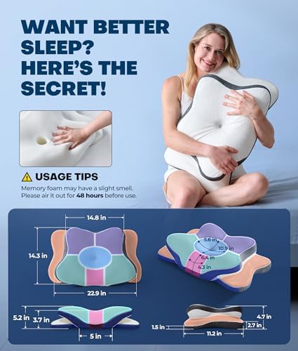 5X Pain Relief Cervical Neck Pillow for Neck Support, Ergonomic Cooling Side Sleeper Pillow for Sleeping, Odorless Contour Memory Foam Pillows, Orthopedic Bed Pillow for Side Back Stomach Sleeper - Image 6