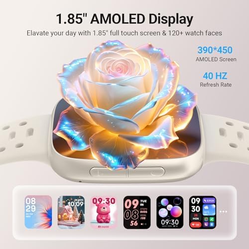 Smart Watches for Women/Men Android iPhone, [1.85" AMOLED Screen] Smartwatch Fitness Tracker 3ATM Waterproof with Bluetooth Calls, AI Control, Heart Rate/SpO2/Sleep Monitor, 7 Days Battery - Image 2