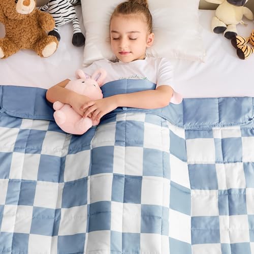 yescool Blue Checkered Weighted Blanket 7 Pounds Plaid Weighted Throw Blanket, Heavy Blanket for Sleeping, Tartan Bed Throw Blanket Gifts for 60-80lbs, 40"x60" by yescool