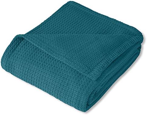 Sweet Home Collection 100% Fine Cotton Blanket Luxurious Weave Stylish Design Soft and Comfortable All Season Warmth, King, Teal - Image 2