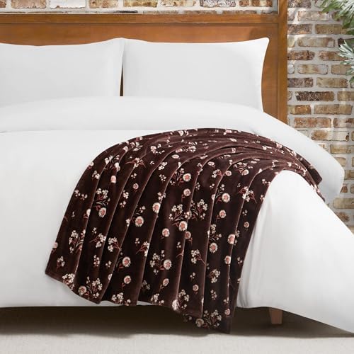 Lucky Brand Daisy Brown Floral 50"X70" Cozy Plush Blanket - Premium Microfiber Throw for Luxurious Comfort and Style by LuckyBrand