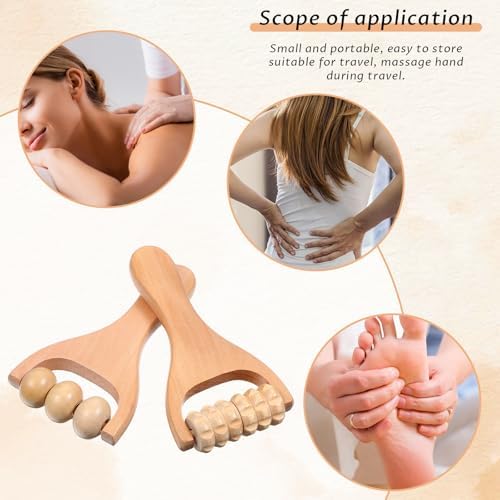 Telooco 2Pcs Wooden Massage Roller, Handheld Wood Massage Tools - Image 3
