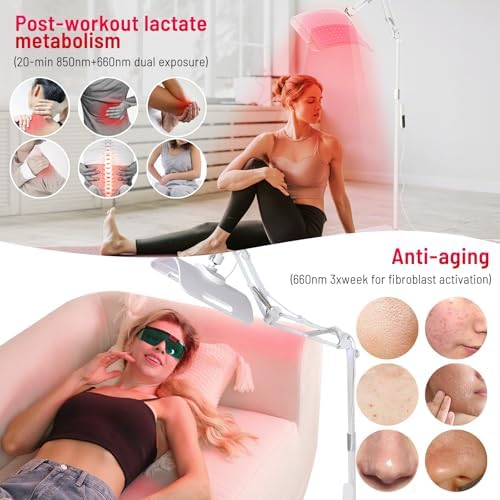Red Light Therapy for Body face Back Knee, 660nm 850nm Near Infrared Light Therapy with Stand, 3-in-1 LED Beads Light, Larger Panel for Face Body, Gift for Mom Women Wife Sister Girlfriend - Image 4