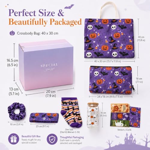 Halloween Boo Basket Gift Box for Women,Spooky Makeup Bag and Glass Cup Set - Image 7