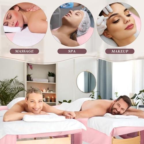 Mixweer 9 Pcs 3 Set Microfiber Massage Table Sheets Set Bulk Includes Flat Sheet, Fitted Sheet with Pocket, Face Rest Cover(Pink) - Image 6