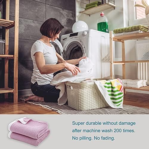 SE SOFTEXLY Muslin Throw Blanket, 4-Layer Dyed Yarn, 50”x60”, Purple - Image 6