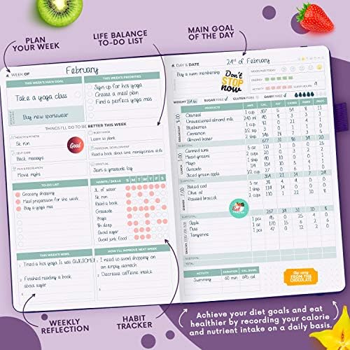 Clever Fox Wellness Planner & Food Journal for Weight Loss, A5 Purple - Image 4