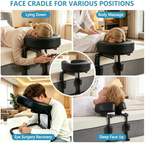 Massage Headrest for Bed, Massage Face Cradle at Home, Adjustable Bed Massage Head Holder for Sleeping Mattress, Face Down Pillow After Eye Surgery (Black) - Image 6