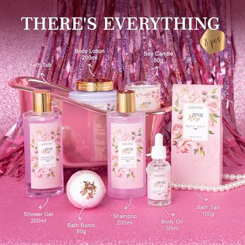 Bath and Body Gifts for Women 8pcs Relaxing Rose Spa Gift Set for Women - Image 4
