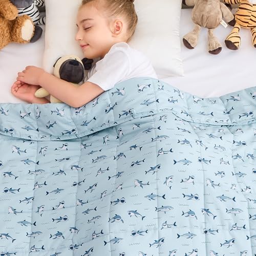 yescool Shark Weighted Blanket 3 Pounds Cooling Weighted Lap Blanket, Heavy Blankets, Weighted Throw Blanket Gifts for 20-40lbs, 36"x48" by yescool