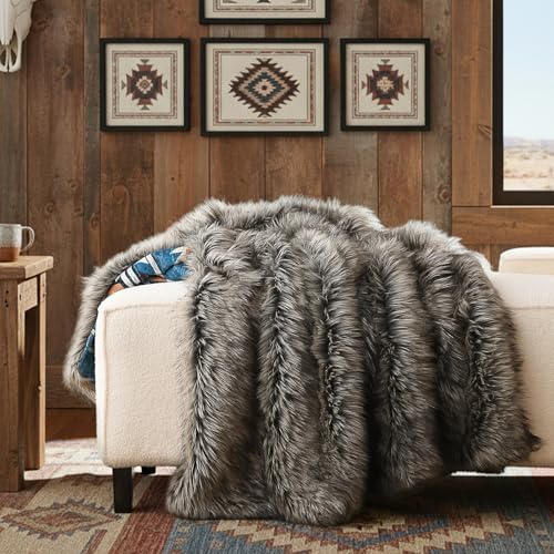 Luxury Plush Faux Fur Throw Blanket with Aztec Pattern, Super Warm, Fuzzy, Elegant, Fluffy Decoration Blanket for Couch, Armchair, Sofa and Bed, 60''x 80'', Teal - Image 2