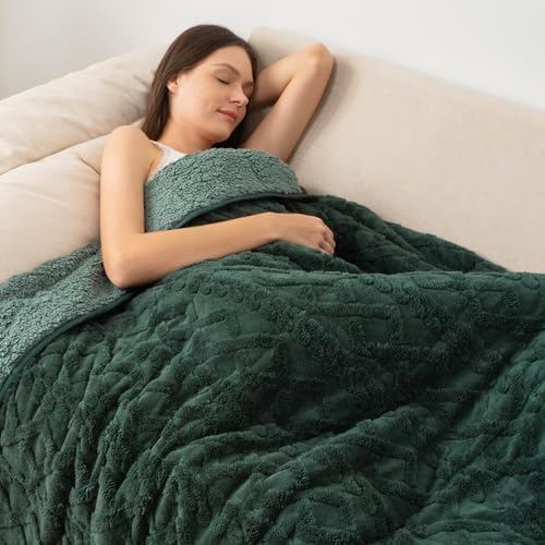 Wemore Cozy Weighted Blankets for Sleep Queen 60" x 80" 20 lbs Dark Green - Image 2