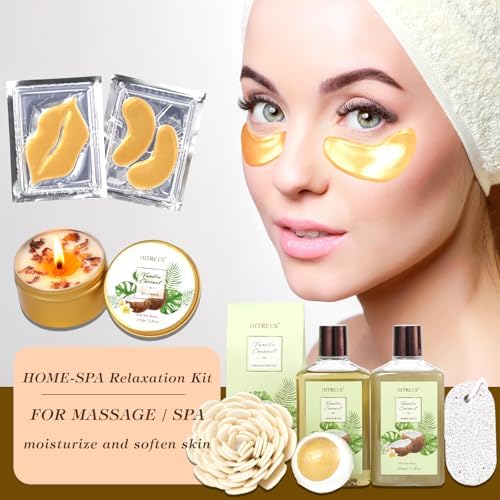 Coconut Vanilla Spa Gift Basket for Women & Men, 20Pcs - Image 4