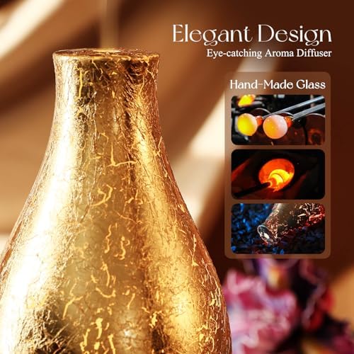 Porseme 100ml Gold-Plated Volcano Essential Oil Diffuser 3D Glass - Elegant and Effective Aromatherapy with 7 Color Changing LEDs and Waterless Auto-Off, BPA Free for Home Yoga Leisure SPA Gift - Image 5