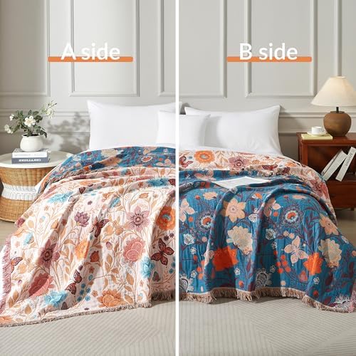 Boho Throw Blanket for Bed 80”x90”, 100% Cotton Blanket for Couch Sofa - Image 2