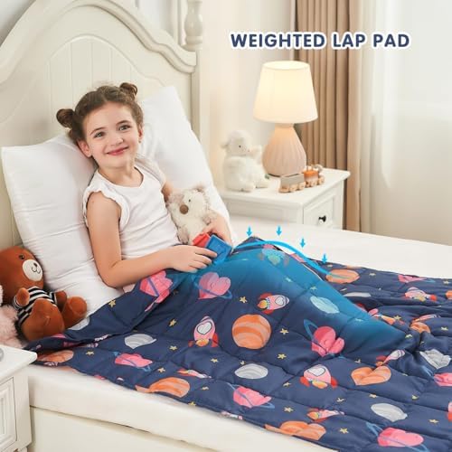 yescool Plane Weighted Blanket 10 Pounds Twin Cooling Weighted Lap Blanket, Space Heavy Blanket, Breathable Weighted Throw Blanket Gifts for 80-110lbs, 40"x60" - Image 3