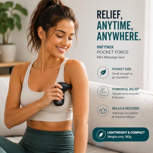 Pocket Force Mini Massage Gun - Portable Handheld Percussion Massage Gun, 4 Heads, 4 Speeds (800–2400 RPM), 6.5mm Deep Tissue, USB Charging, Travel Size Muscle Massager for Pain Relief - Image 4